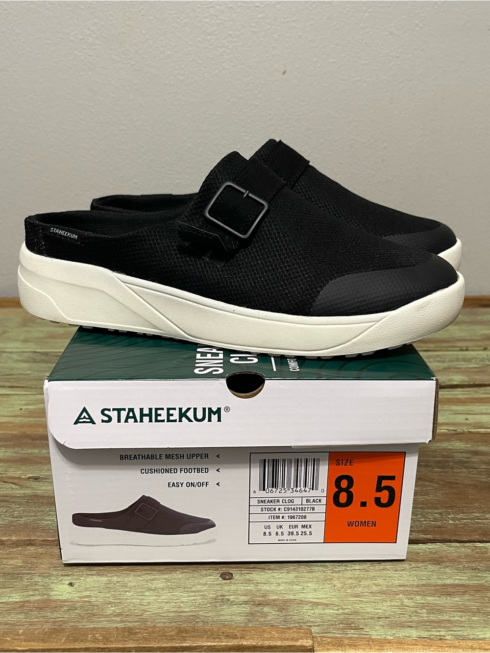 Staheekum Slip On Comfort Sneaker Clog Black Casual Mesh Womens 8.5